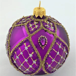 Hanco Kugel violett mit feinem Barock - Dekor