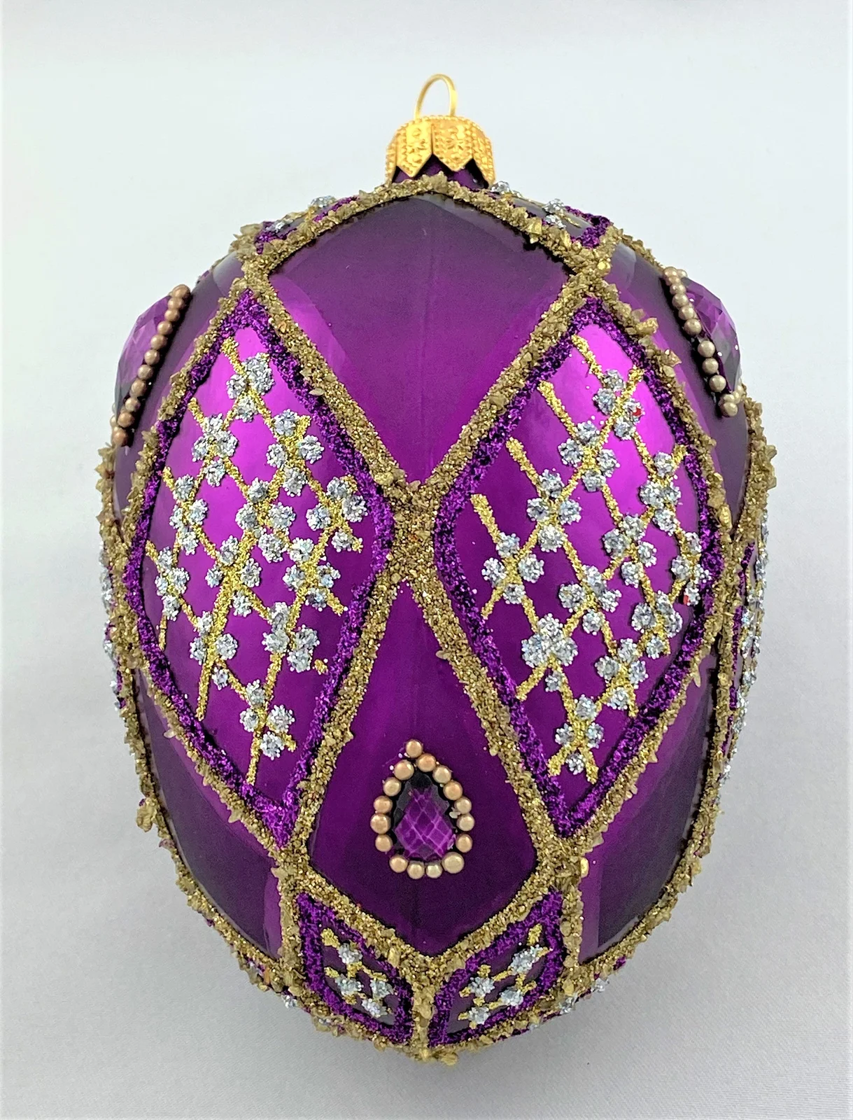Hanco Fabergé Ei violett mit feinem Barock - Dekor