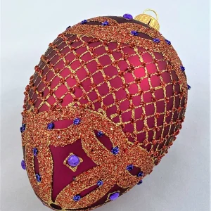 GMC Faberge-Ei bordeaux rot mit barockem Gittermuster