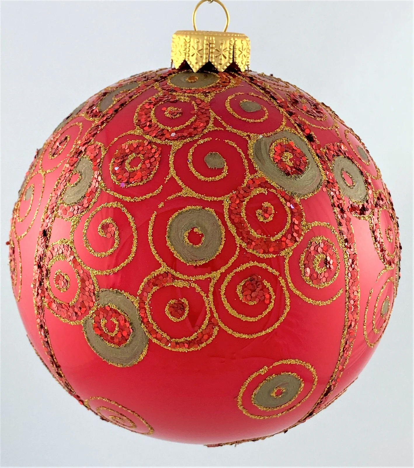 GMC Kugel rot glanz mit Jugendstil-Dekor