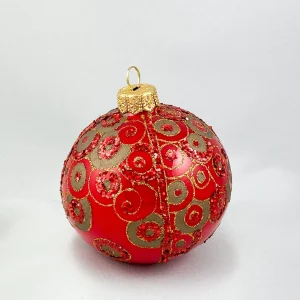 GMC Kugel rot glanz mit Jugendstil-Dekor