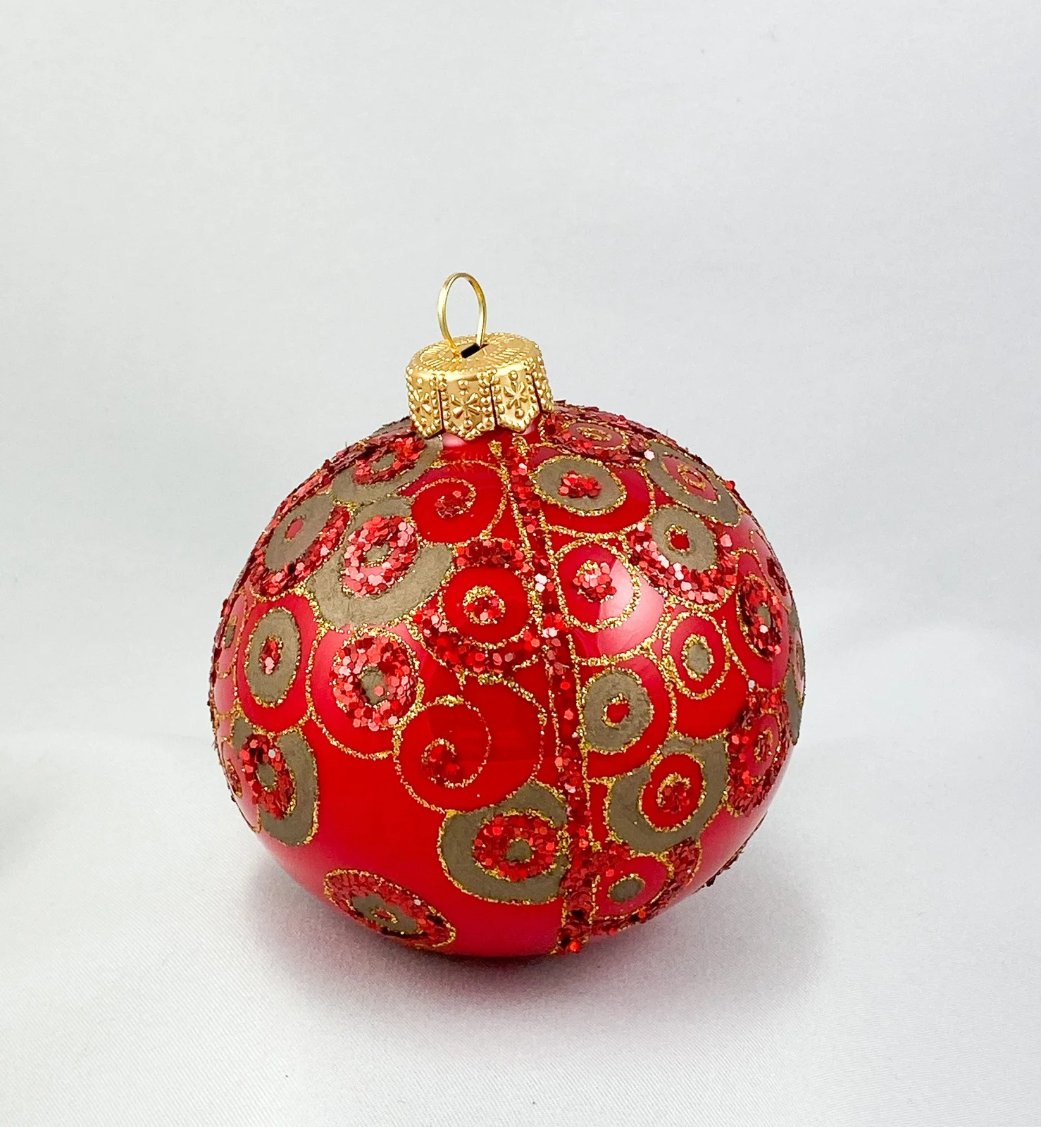 GMC Kugel rot glanz mit Jugendstil-Dekor