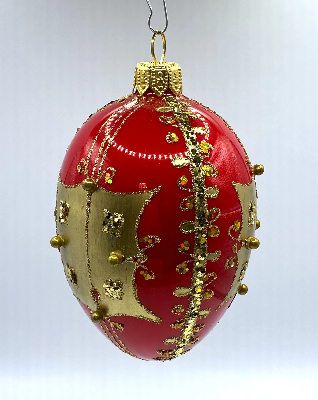 GMC Faberge-Ei rot glanz mit goldenem Streifendekor