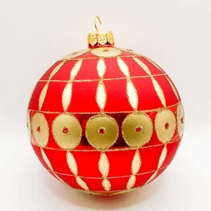 GMC Rote Kugel mit goldenem Art-Deco Muster