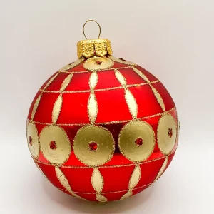 GMC Rote Kugel mit goldenem Art-Deco Muster