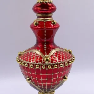 GlitterLab Laternenform in Rot mit goldenem Dekor, GlitterLab