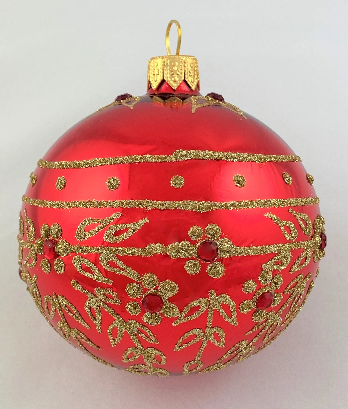 Dagmara Kugel rot glanz mit Golddekor