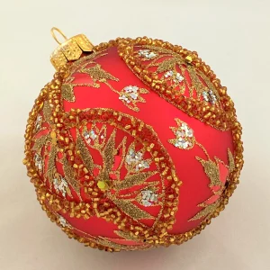 GMC Kugel rot mit üppigem Gold-Dekor
