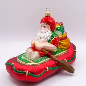 Impuls Santa Claus bringt die Geschenke mit dem Schlauchboot