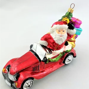 Glassware Santa bringt die Geschenke mit dem Oldtimer-Cabrio