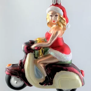 Hanco Santa Girl kommt mit der Vespa, Motor-Roller