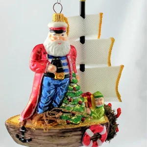 Glassware Seefahrer Santa bringt die Geschenke mit der Windjammer