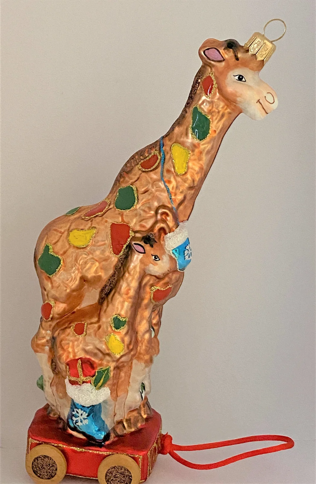 Glassware Spielzeug Giraffe auf Wägelchen