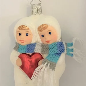 Inge-Glas Zwei Schneekinder mit rotem Herz