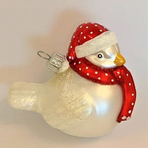 Hanco Wintervögelchen weiss mit roter Mütze und Schal