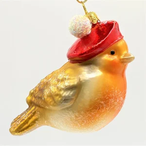 Hanco Hellbraunes Wintervögelchen mit roter Bommel-Mütze