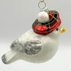 Hanco Weisses Wintervögelchen mit karierter Bommel-Mütze
