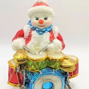 Glassware Der Schneemann spielt Schlagzeug