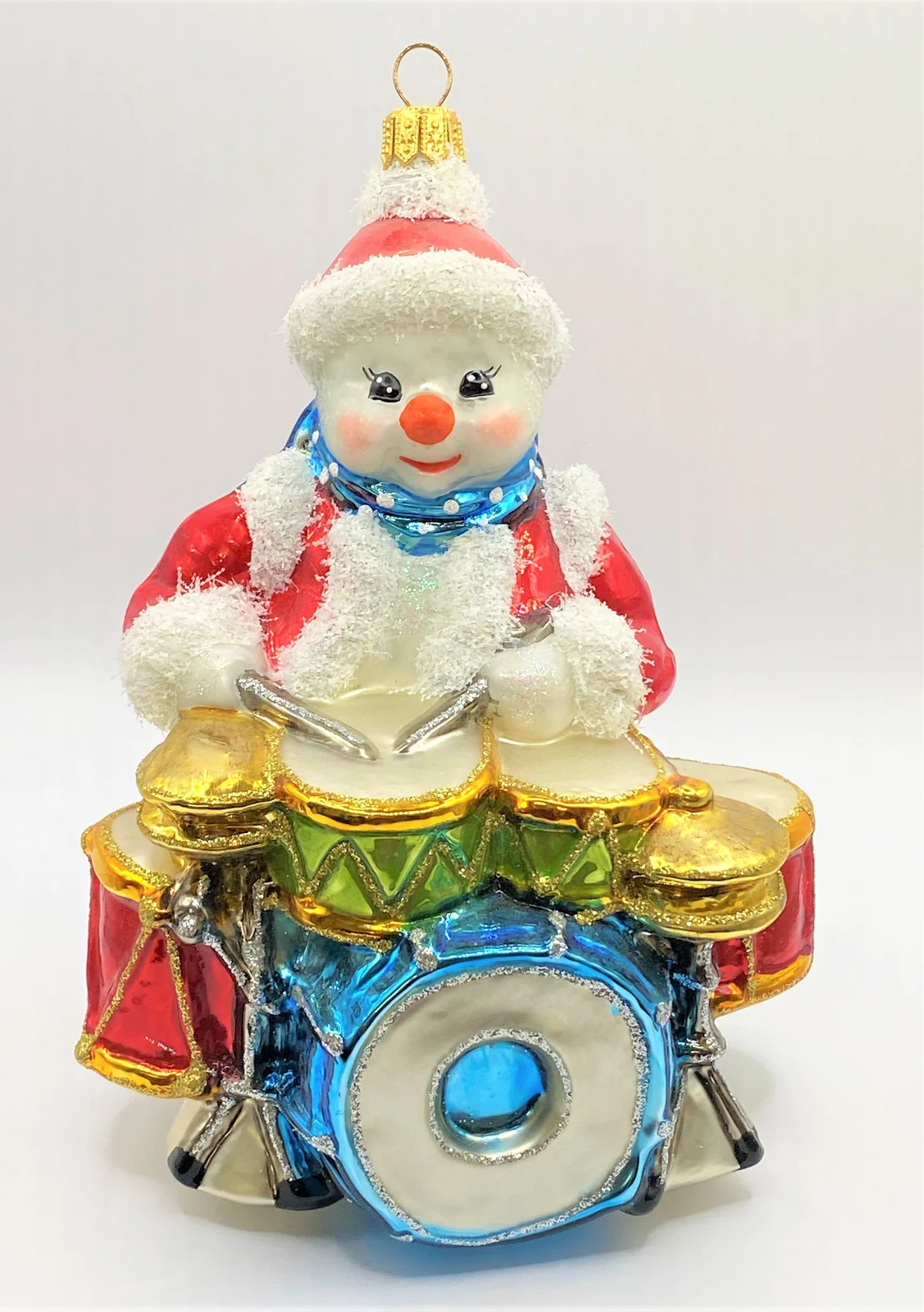 Glassware Der Schneemann spielt Schlagzeug