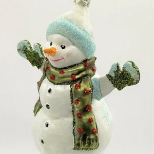 Hanco Schneemann mit grünem rot getupftem Schal