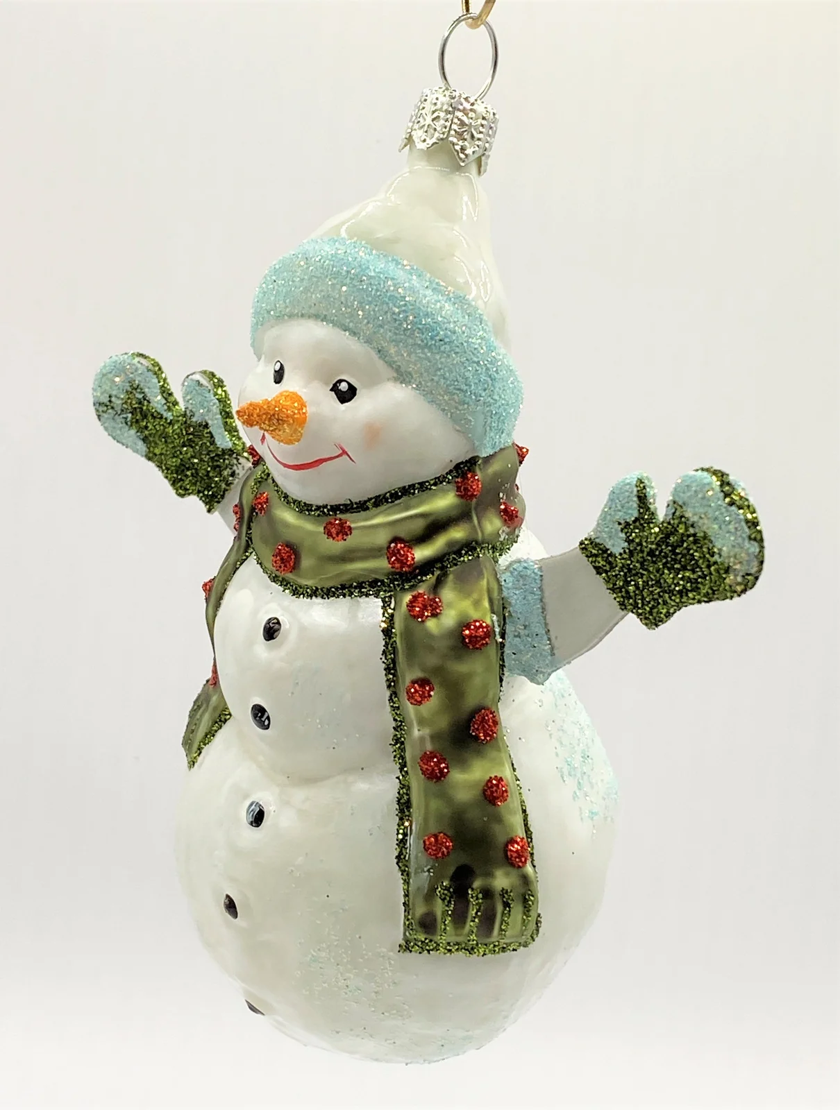 Hanco Schneemann mit grünem rot getupftem Schal