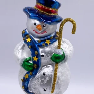 Hanco Schneemann mit blauem Hut und Sternchen-Schal