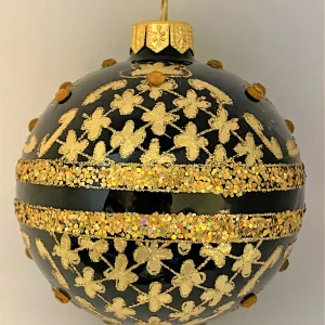 GMC Kugel schwarz mit Golddekor mit Schmucksteinen