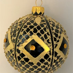 GMC Kugel schwarz mit Gold-Gittermuster