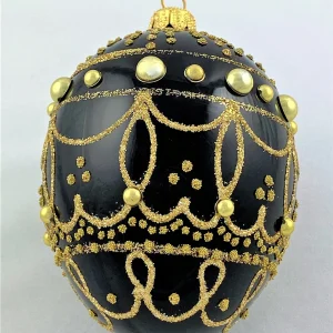 Dagmara Ei-Form schwarz glanz im Biedermeier-Stil
