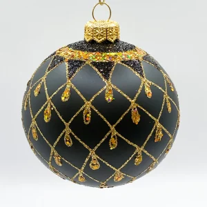 GMC Kugel schwarz mit Gold-Gittermuster
