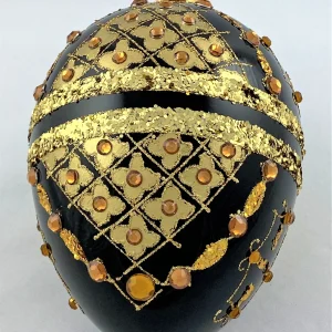 GMC Faberge-Ei schwarz mit Golddekor mit Schmucksteinen