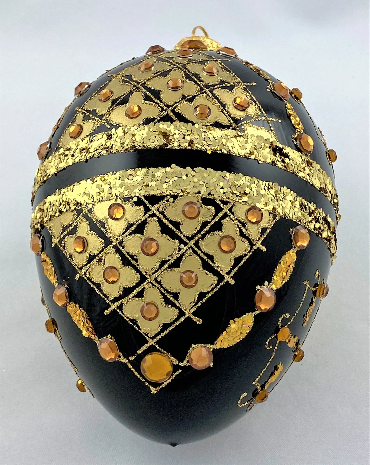 GMC Faberge-Ei schwarz mit Golddekor mit Schmucksteinen