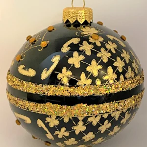 GMC Kugel schwarz mit Golddekor mit Schmucksteinen