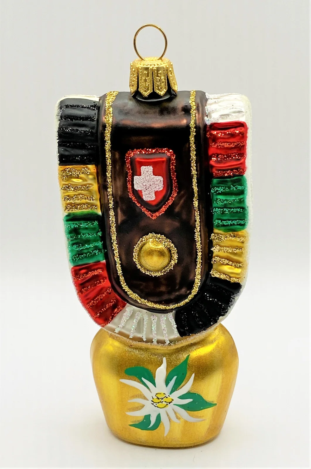 Glaspol Souvenir - Kuhglocke mit Edelweiss