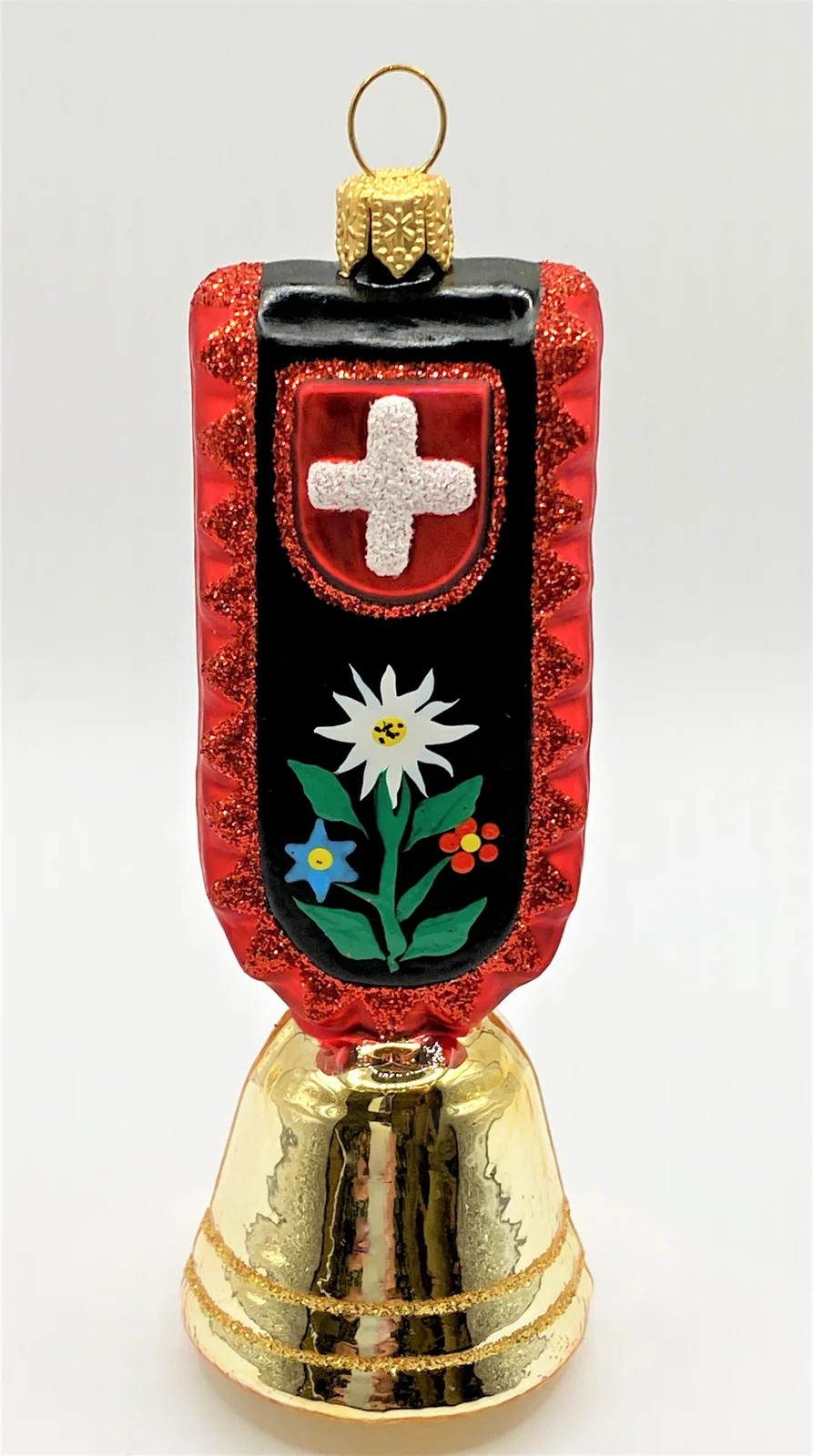 Glaspol Souvenir - Kuhglocke mit Alpenblumen