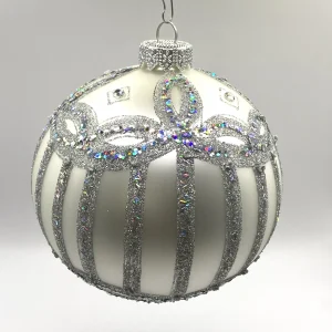 GMC Kugel weiss silber mit Biedermeiermotiv