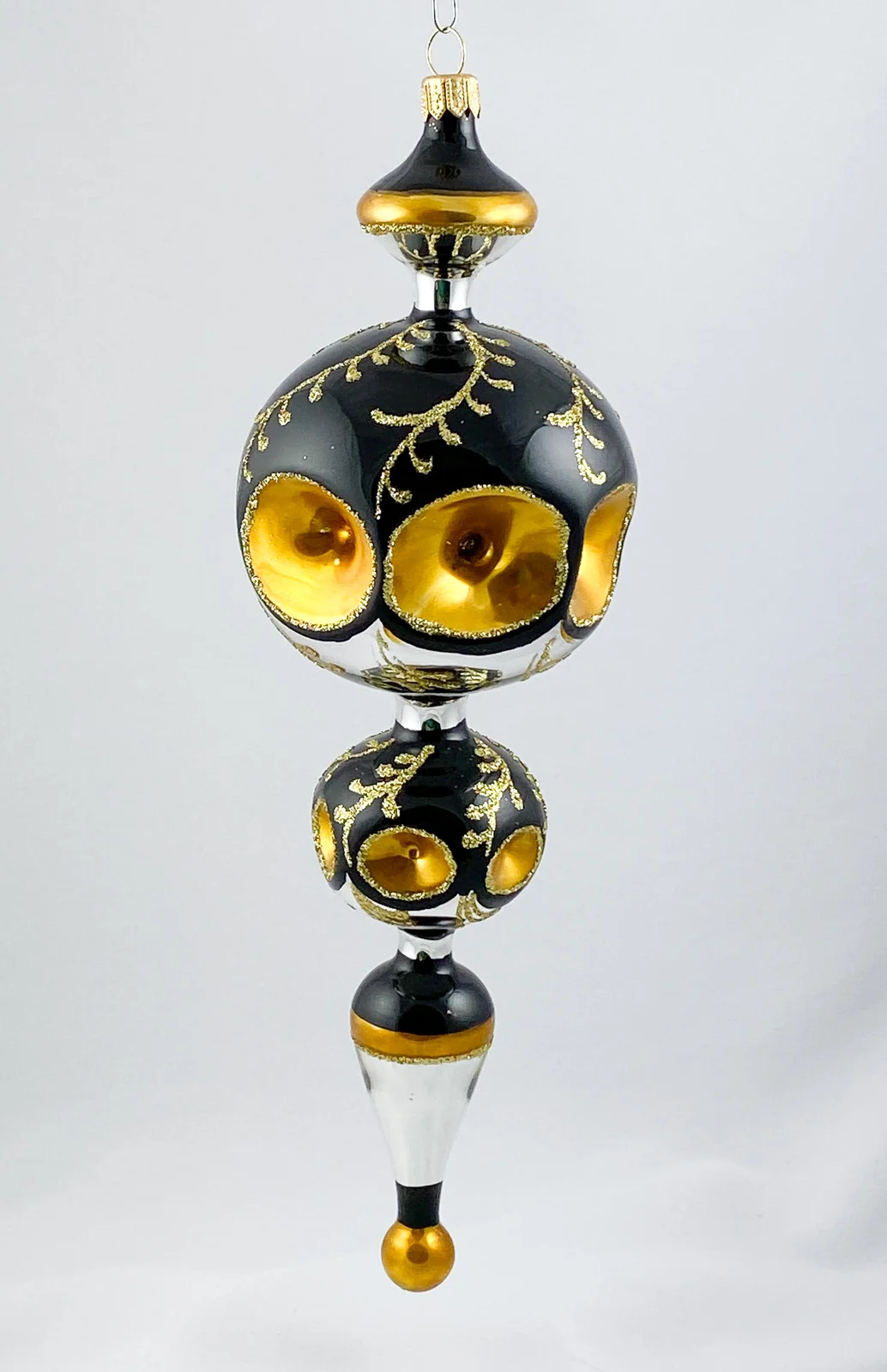 Wiktoria Grosse Fantasie-Form in Silber/Schwarz mit goldenen Reflexen