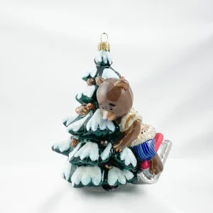 AtlasArt Der Bär holt den Weihnachtsbaum mit dem Schlitten aus dem Wald, AtlasArt, AtlasArt
