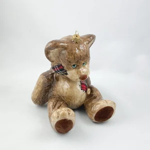 AtlasArt Brauner Teddybär mit Stoff-Flicken AtlasArt