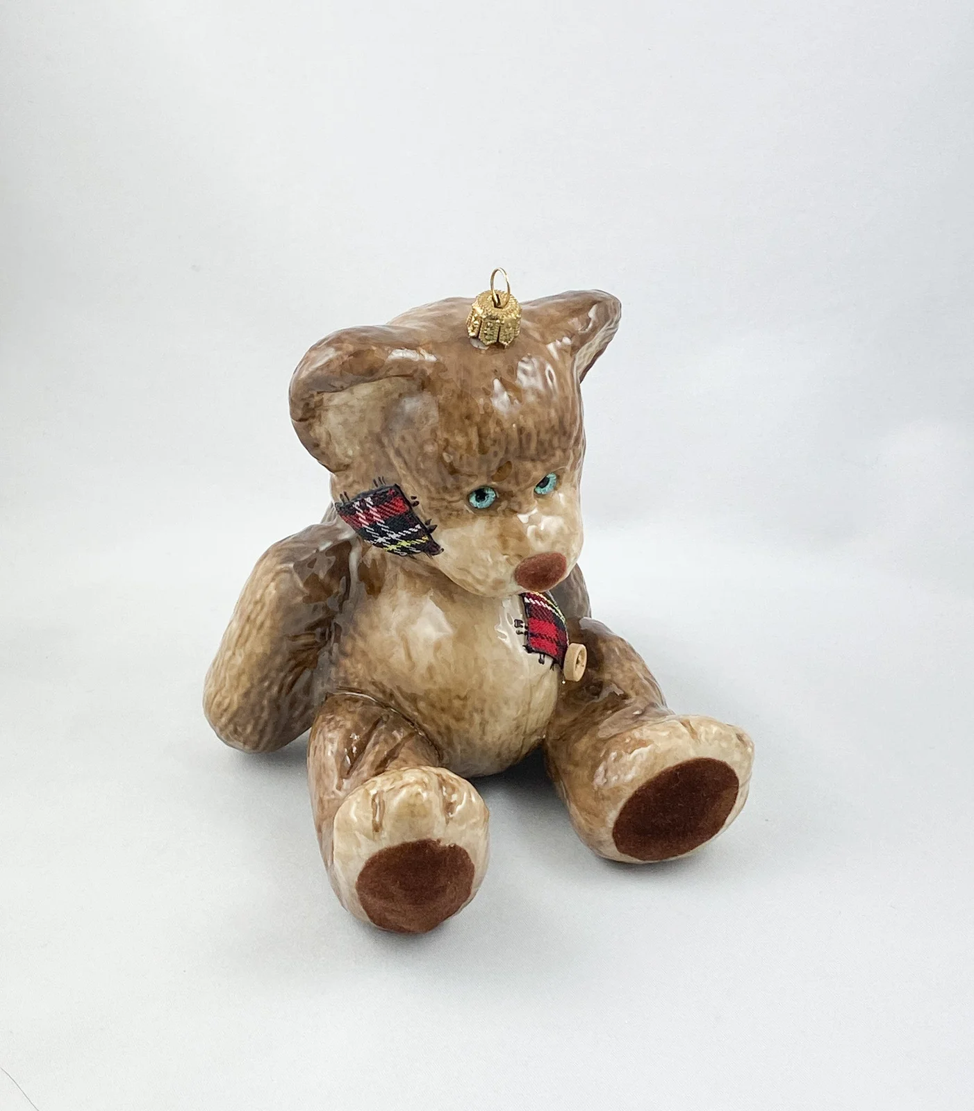 AtlasArt Brauner Teddybär mit Stoff-Flicken AtlasArt