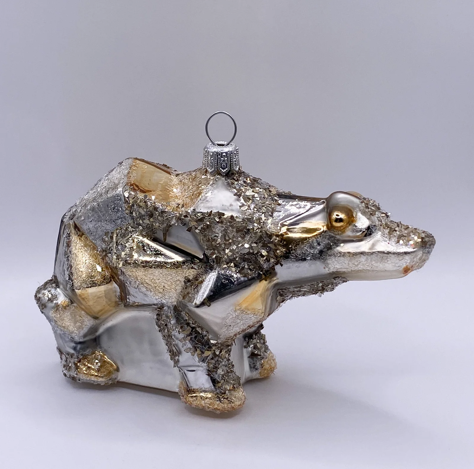 Glassware Kubistischer Bär, silber gold