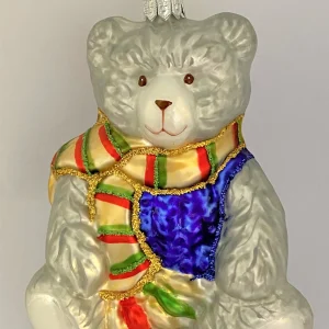 Christborn grauer Teddybär im blauen Wollpullover