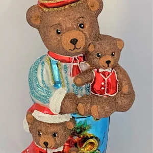 Glassware Bärenpapa wartet mit Bärenkindern auf die Weihnachtsbescherung