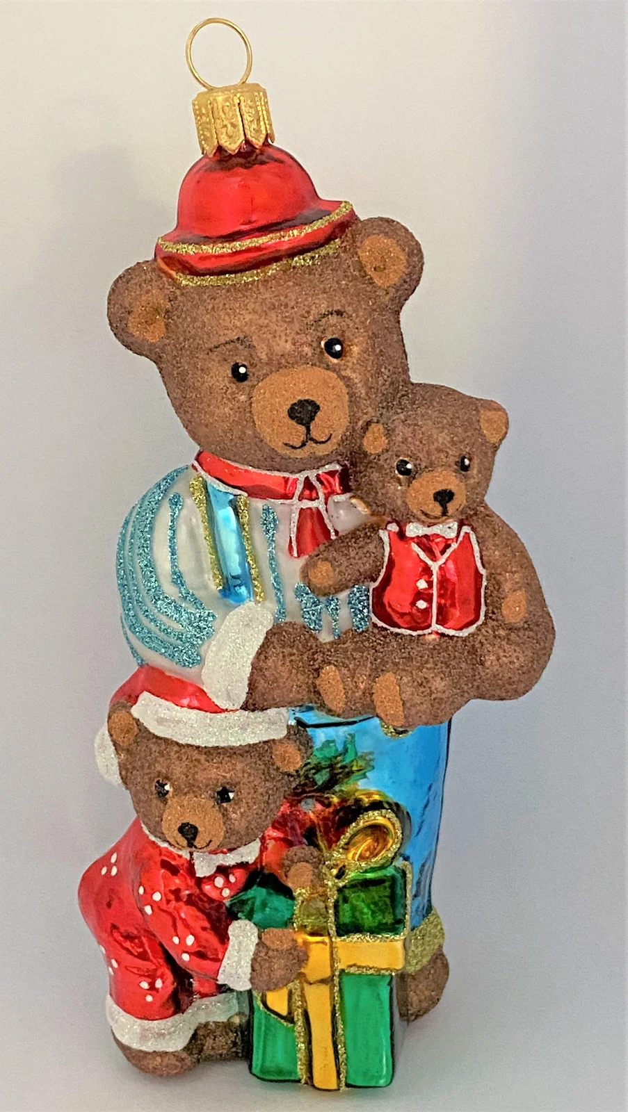 Glassware Bärenpapa wartet mit Bärenkindern auf die Weihnachtsbescherung