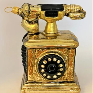GMC Nostalgisches Telefon antikgold mit schwarzer Wählscheibe