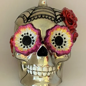 Komozja Totenschädel mit geblümten Augen, Mexican Skull, silber, KOMOZJA MOSTOWSKI