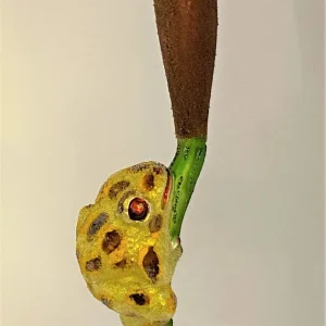 Wiktoria Getupfter Frosch klettert am Rohrschilf