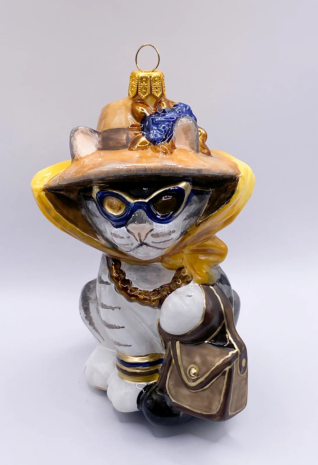 Komozja Graue Tiger-Katze mit Strohhut und Sonnenbrille, KOMOZJA MOSTOWSKI