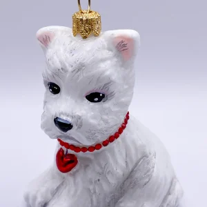 Komozja West Highland-Terrier-Hund mit rotem Herzchen-Halsband, KOMOZJA MOSTOWSKI