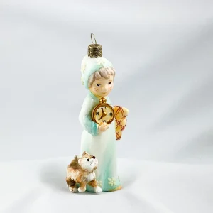 AtlasArt Das kleine Mädchen wartet gespannt mit dem Kätzchen auf das Christkind, AtlasArt